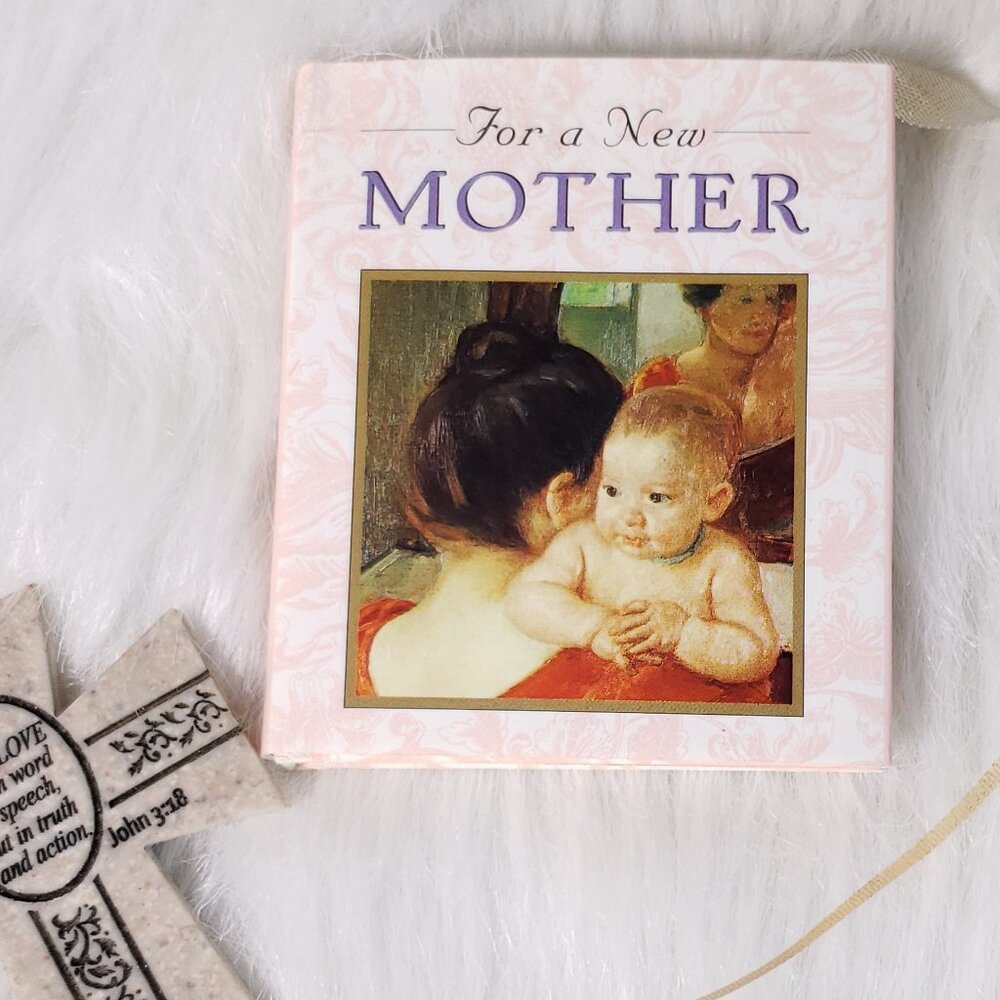 90s Cross cherub bow Miniature Hardcover "Book For a New Mother" New Mom Gift